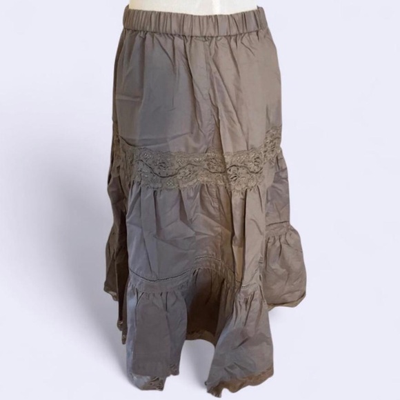 Japanese Voi·e·noi Fairy core Lace Tiered Skirt Tan brown - Picture 2 of 14